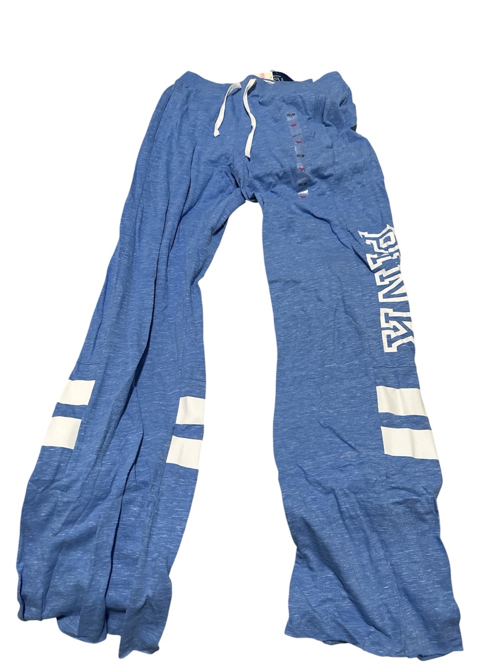 PINK Victoria's Secret Boyfriend Blue Joggers with White Stripes